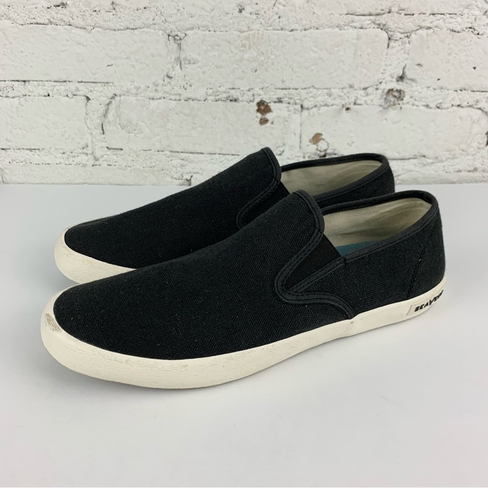 SeeVees Baja Slip On Classic Black Linen Classic 9.5
